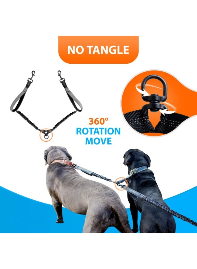 KISSUN Hands Free Double Dog Leash – Dual Dog Leash for Medium and Large Dogs – Dog Leash for 2 Dogs with Padded Handles, Reflective Sches, No Pull, Tangle Free - Image 5
